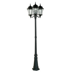 Lampadaire Extérieur 3 Têtes 3x100W E27 Fonte Noir ADELA