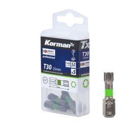 Jeu de 5 Embouts Torx Impact Torsion T30 25mm KORMAN TX