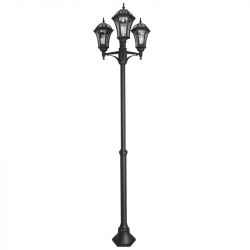 Lampadaire Extérieur 3 Tête 100W E27 Noir