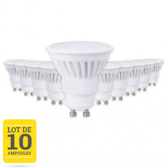 Lot de 10 ampoules LED GU10 9W blanc chaud