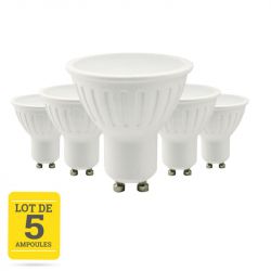 Lot de 5 ampoules LED GU10 5W blanc chaud