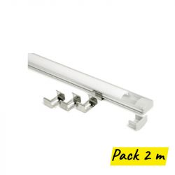 Pack 2m pour Ruban LED : Rail + Diffuseur + Clips + Embouts