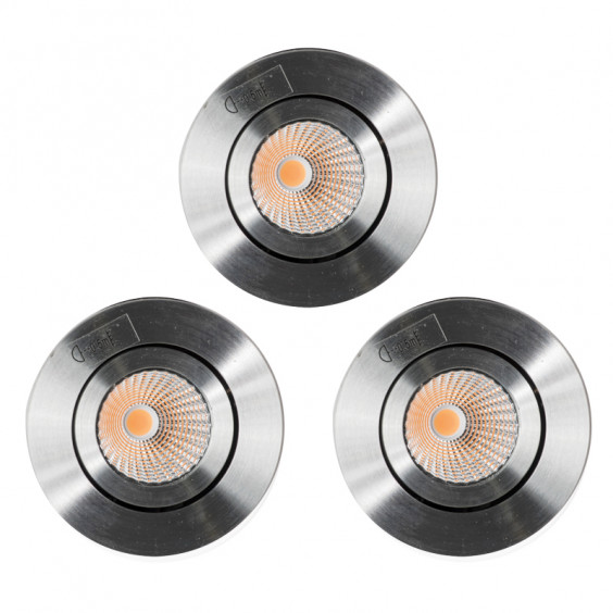 Lot de 3 spots Encastrable Orientable LED COB 9W Rond Alu