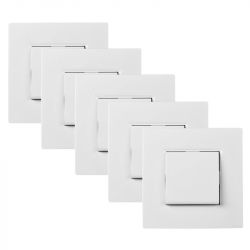 Lot de 5 Interrupteurs Poussoirs 10A Complets Blanc NOANE