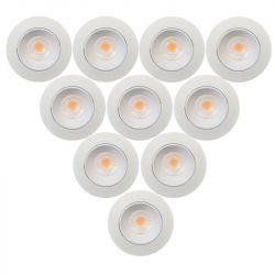 Lot de 10 Spots à encastrer Orientables Variables 7W LED COB Blanc CREALYS