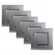 Lot de 5 Interrupteurs Va et Vient 10A Complet Gris Alu NOANE