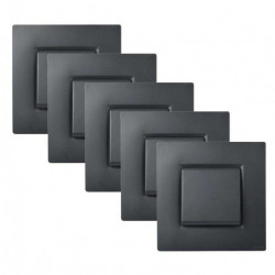 Lot de 5 Interrupteurs Va et Vient Complets Anthracite NOANE